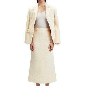 NWT ZARA Oyster White Textured Blazer & Skirt Set Blazer Size Small Skirt:Medium